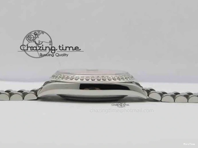 MiroTime 1218 Stylish Day Date 40mm SS BP Maker Best Edition Diamond Bezel Ice Blue Dial On SS Bracelet ETA 3699